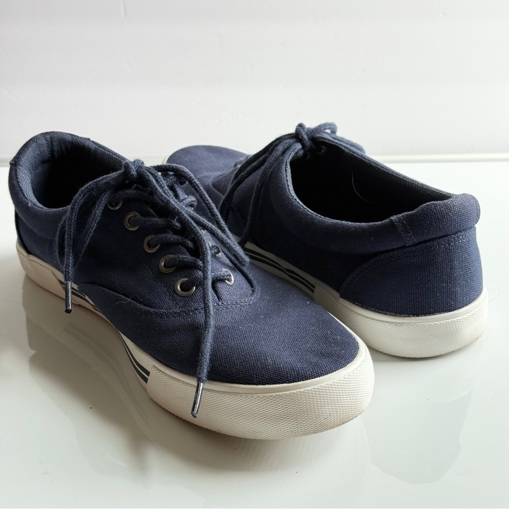 St. John's Bay Northport Boat Shoes Size Men 10M Navy Blue Canvas Sneakers - Picture 6 of 9